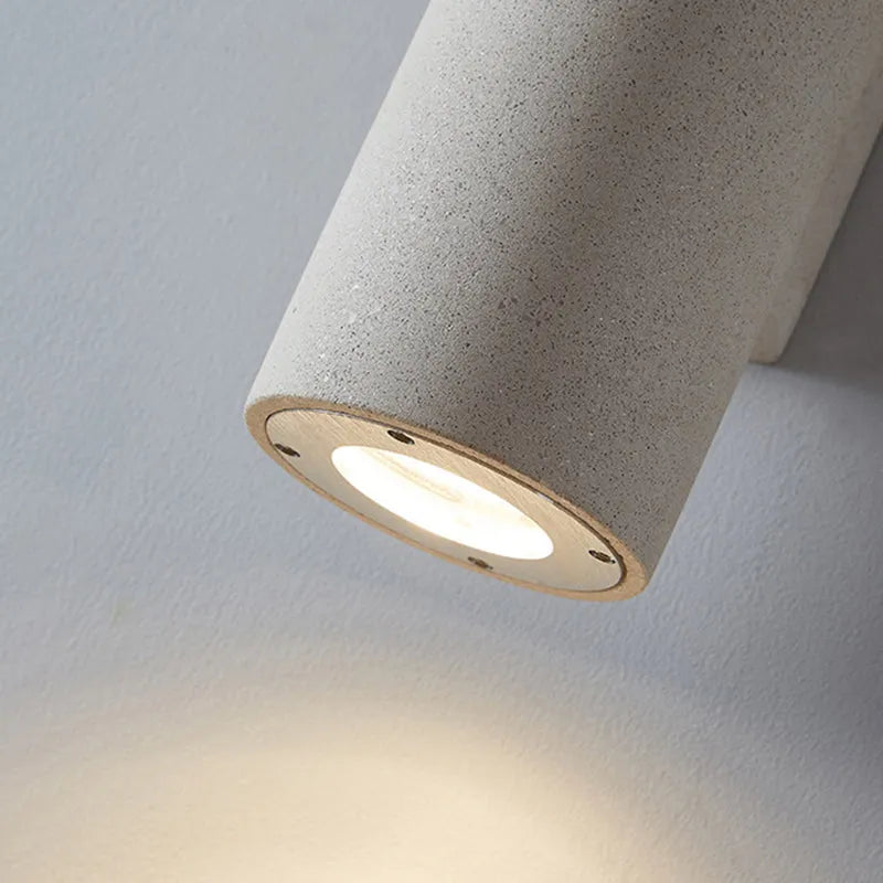 Ray Minimalist Cylindrical Double-headed Cement Outdoor Wall Lamp, Black/White - Neutralighting