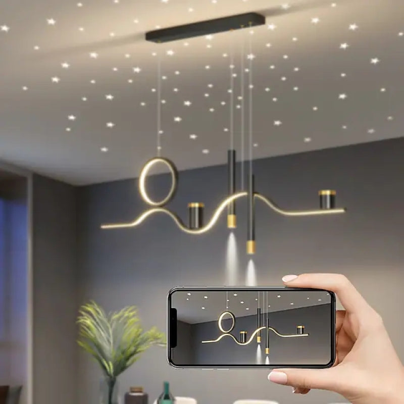 Arisha Modern Metal Linear Starry Night Pendant Light, Black - Neutralighting