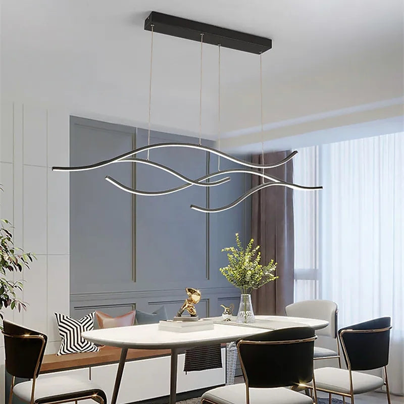 Arisha Pendant Light, Multi-Curved, Black/Gold - Neutralighting