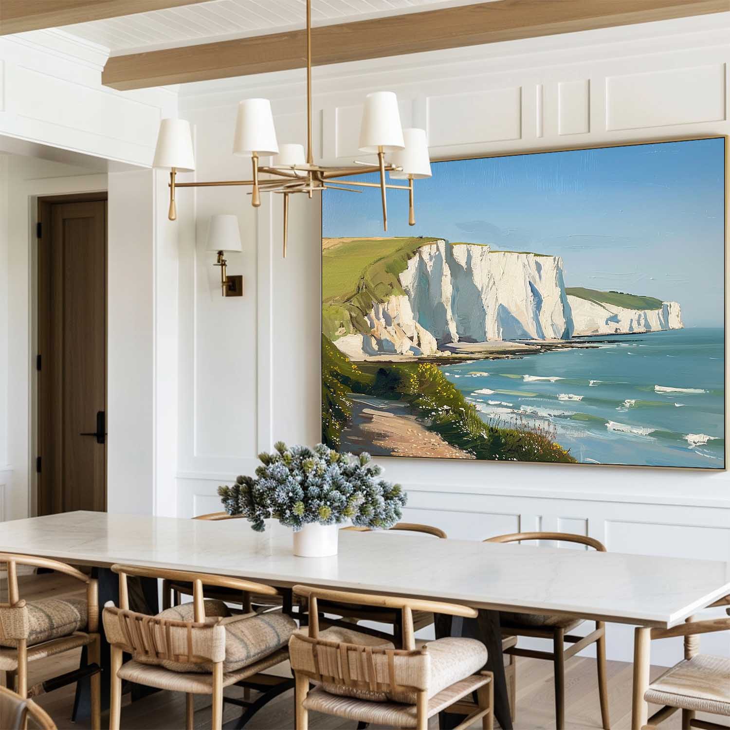 White Cliffs Coastal Oil Painting