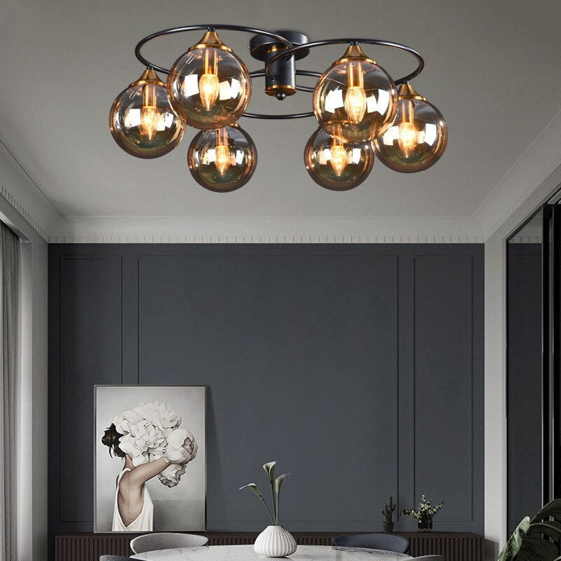 Valentina Nordic Bubble Glass Ceiling Light, Gray/Amber - Neutralighting