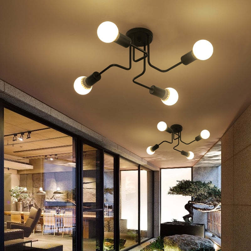 Arisha Vintage Modern Minimalist Industrial Metal Black Ceiling Lamp - Neutralighting