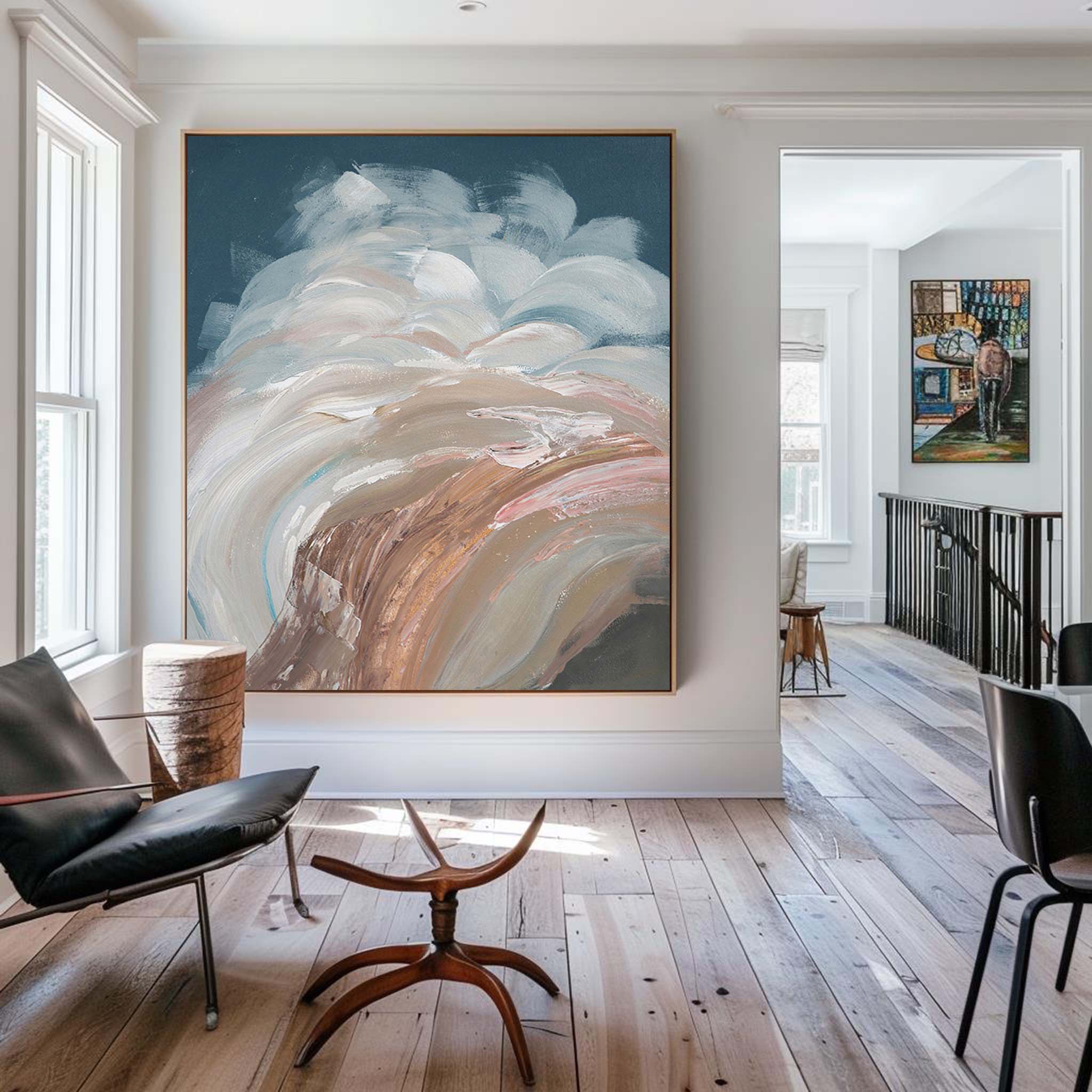 Abstract Coastal Waves Textured Canvas Wall Art