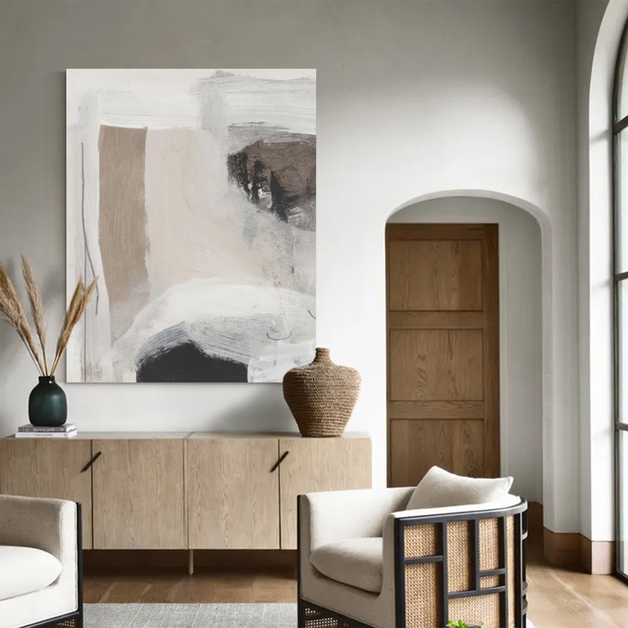 Beige Abstract Minimalist Painting