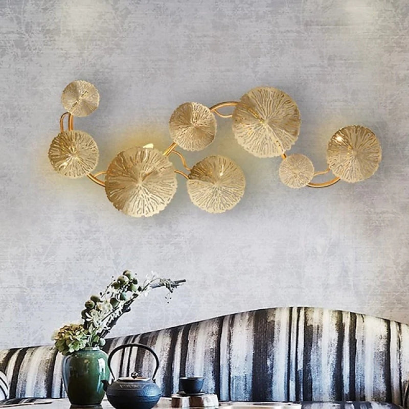 Arisha Modern Metal Round Lotus Leaf Wall Lamp, Gold - Neutralighting