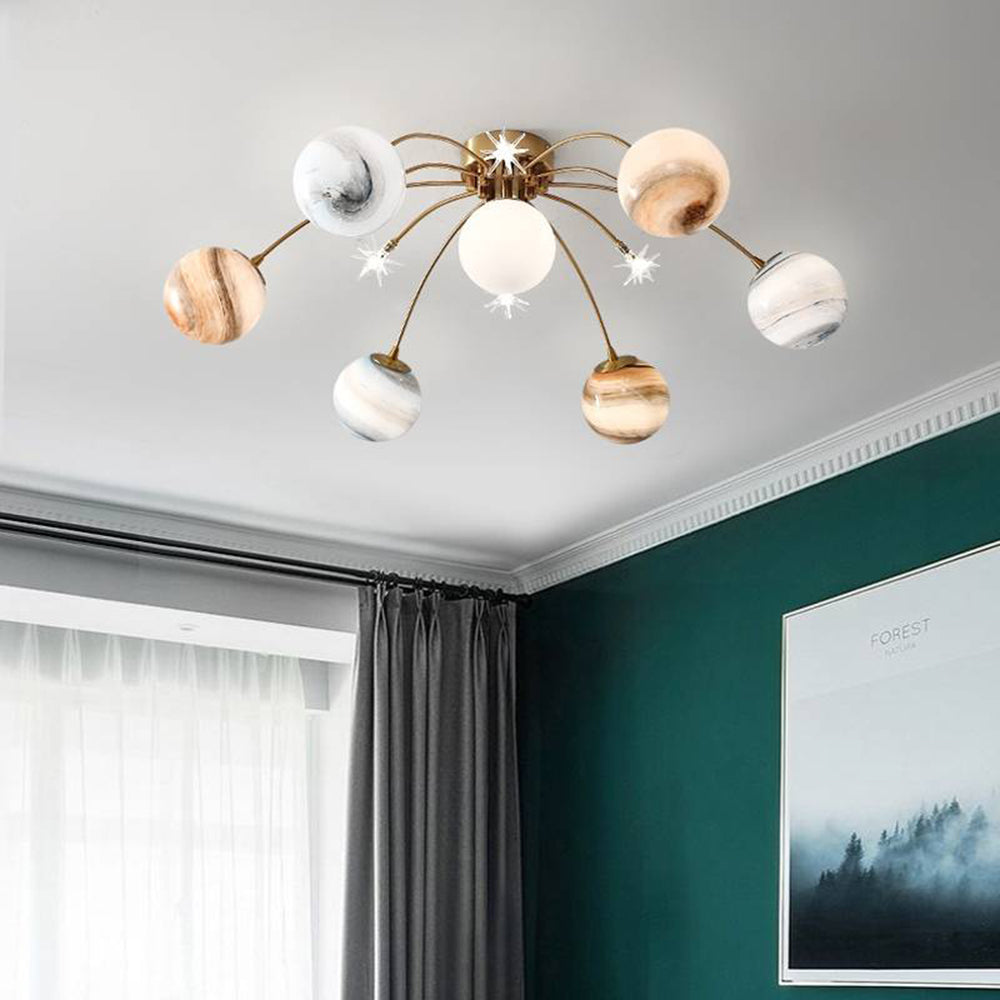 Aria Modern Planet Flush Mount Ceiling Light, Living Room - Neutralighting