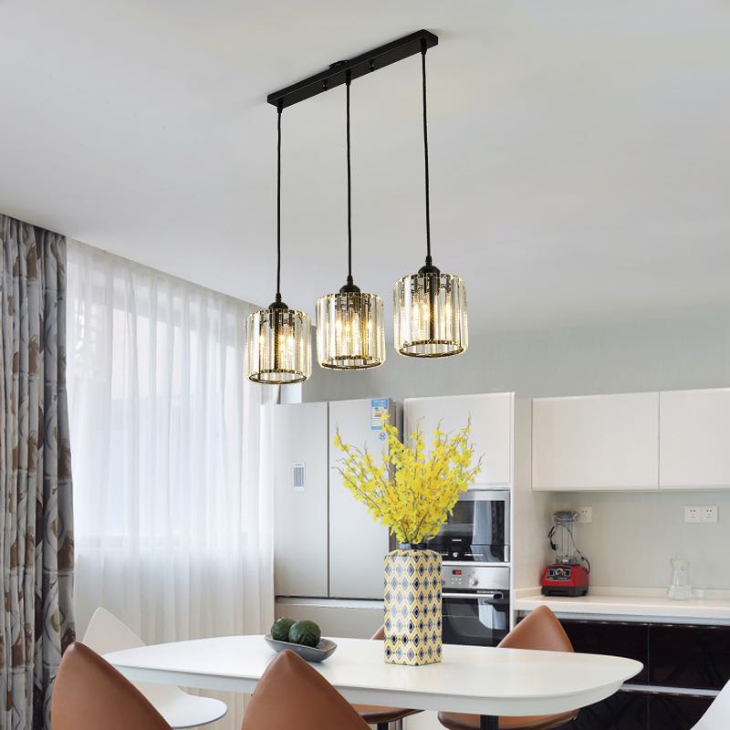 Vina Modern Cluster Cylinder Glass Pendant Light, Black/Gold - Neutralighting