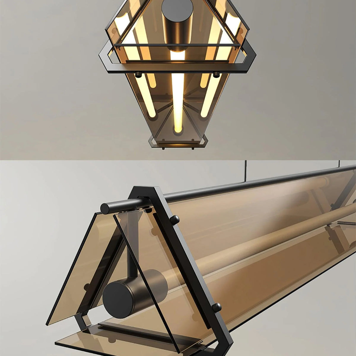 Arisha Industrial Triangle Metal/Glass Pendant Light, Gold - Neutralighting