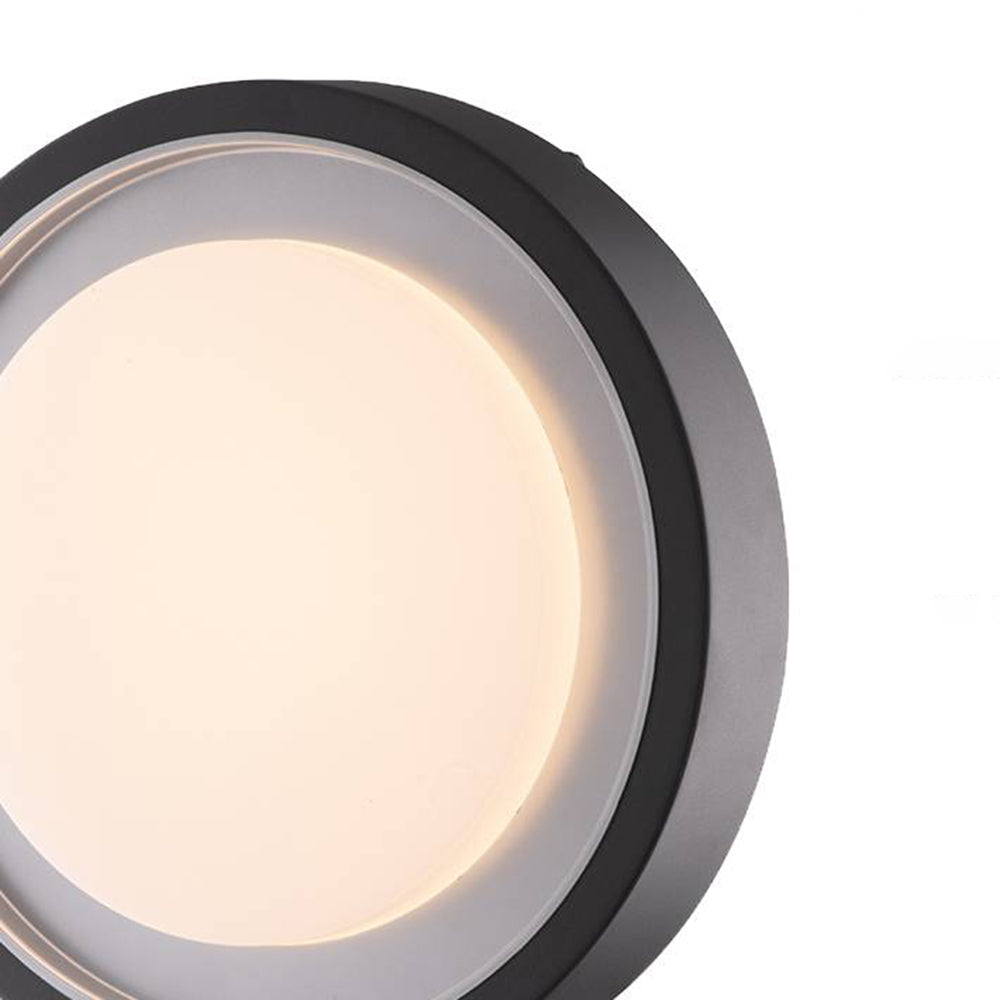 Ray Modern Circular Disc Shape Metal Outdoor Wall Lamp, Black - Neutralighting