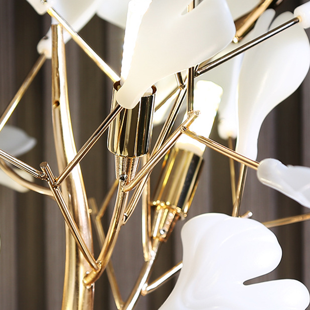 Olivia Floor Lamp Leaf Artistic, Ceramic/Metal, White/Gold, Study - Neutralighting