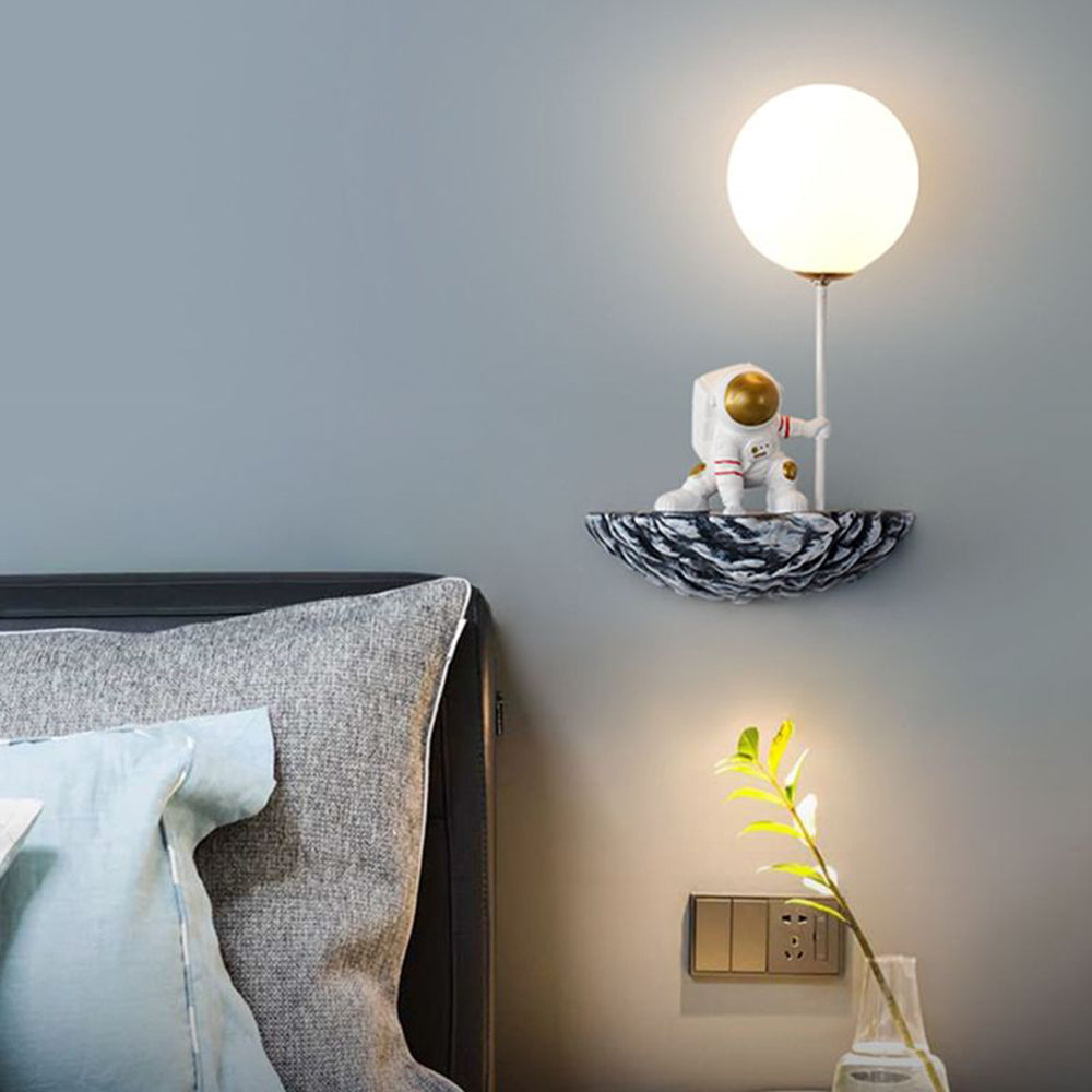 Aria Decorative Astronaut Glass/Acrylic Wall Lamp, White/Blue-White - Neutralighting