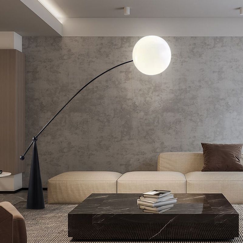 Valentina Floor Lamp Arc/Bubble Modern/Unique, Frosted Glass, White, Bedroom - Neutralighting