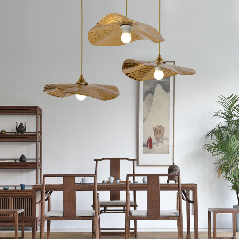 Arisha Natural Lotus Leaf Metal Pendant Light - Neutralighting