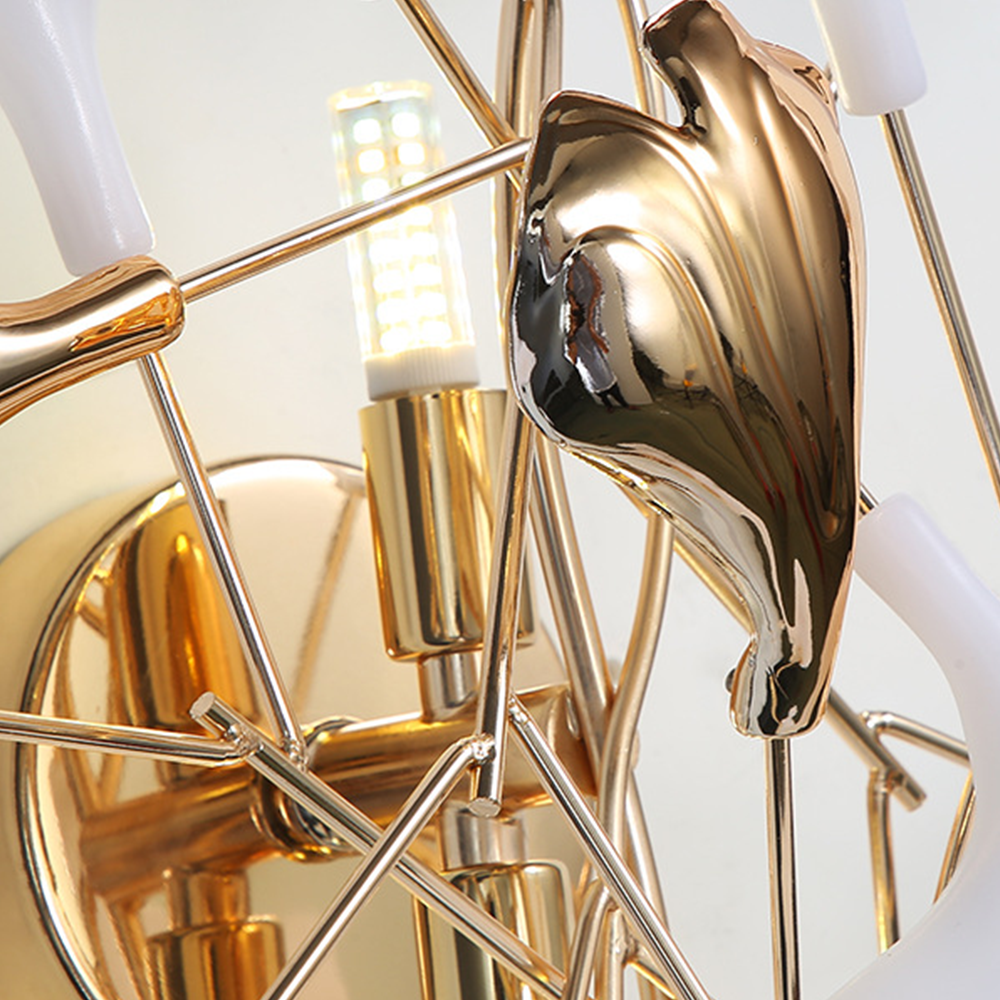 Olivia Decorative Flower in Golden White Ceramic Wall Lamp - Neutralighting