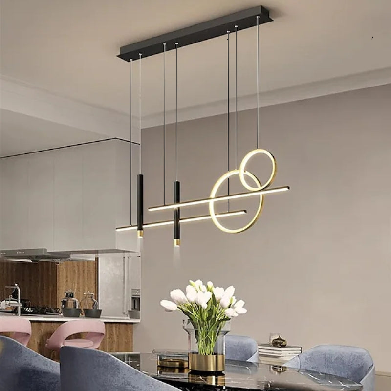Arisha Modern Pendant Light LED, Double Circle, Gold/Black - Neutralighting