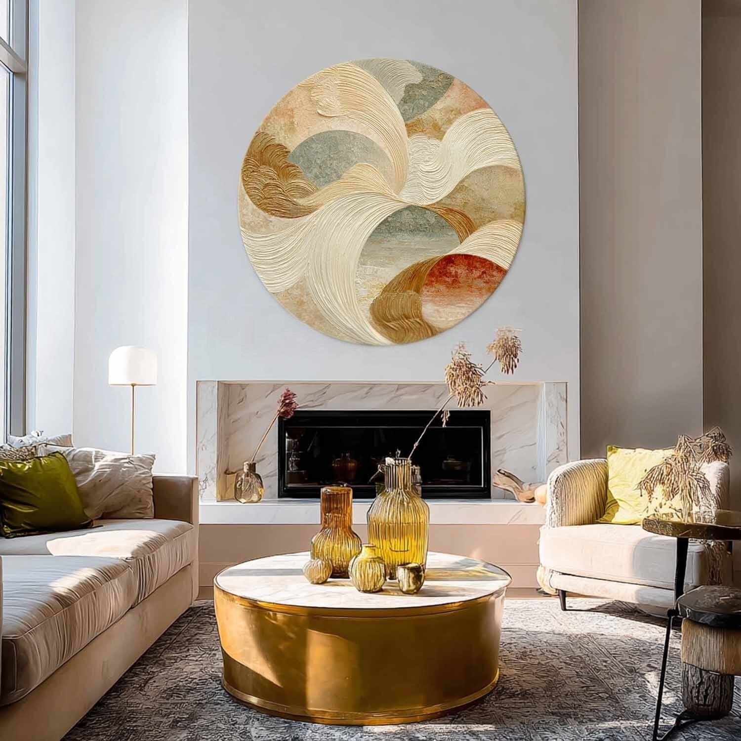Wall Art Minimalist 3D Beige Textured