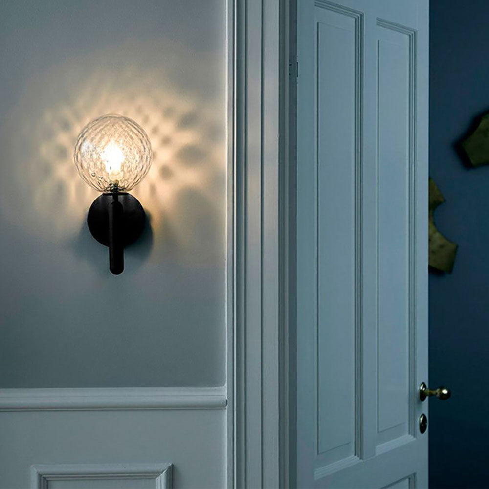 Valentina Wall Lamp Modern Globe, Metal/Glass, Black/Gold, Hallway - Neutralighting
