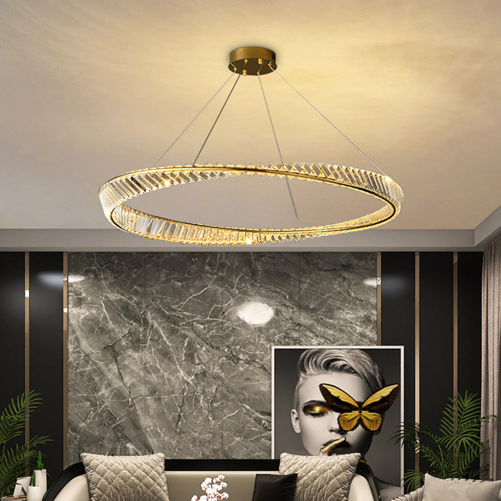 Kristy Modern Luxury Round Glass Chandelier, Gold - Neutralighting