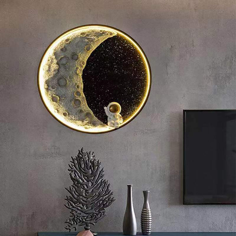 Aria Modern Astronaut Moon Metal Black Wall Lamp - Neutralighting