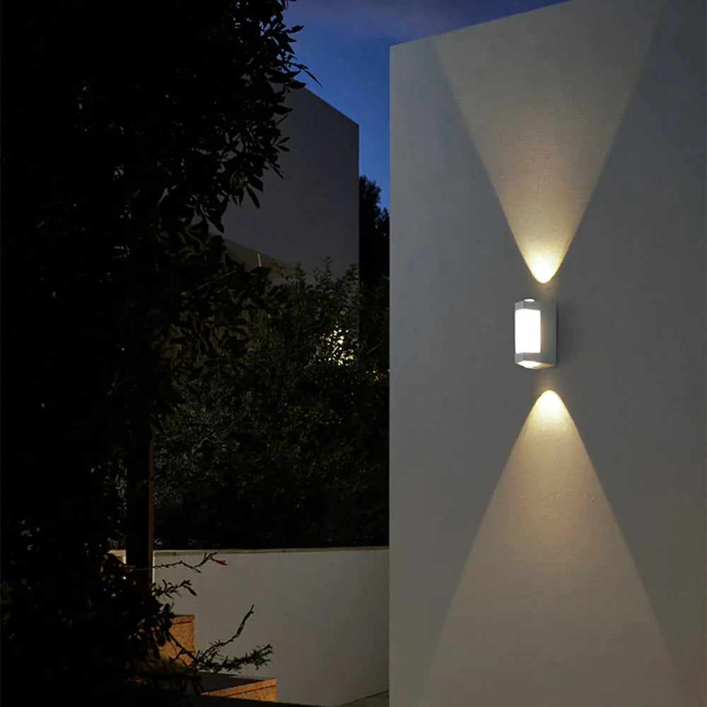 Marve Nordic Up Down Acrylic Outdoor Wall Lamp, White/Black - Neutralighting