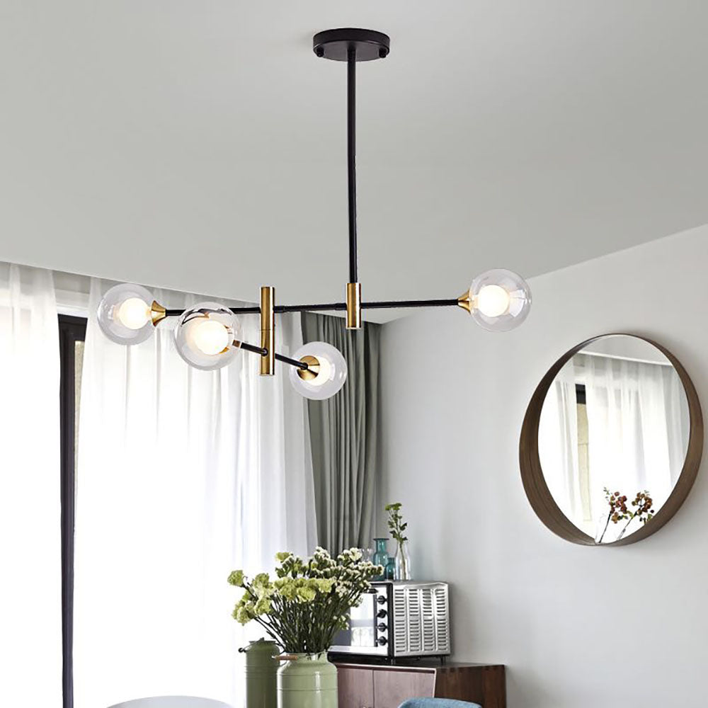 Valentina Nordic Spherical Bubble Metal/Glass Chandelier, Black/Gold - Neutralighting
