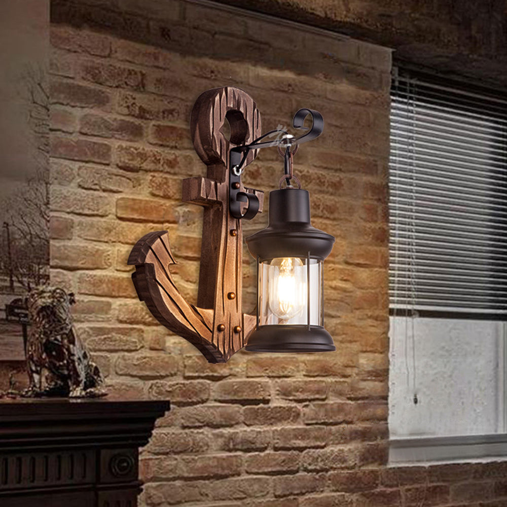 Epoch Anchor Lantern Wall Lamp, Vintage/Antique, Wood, Bedroom - Neutralighting