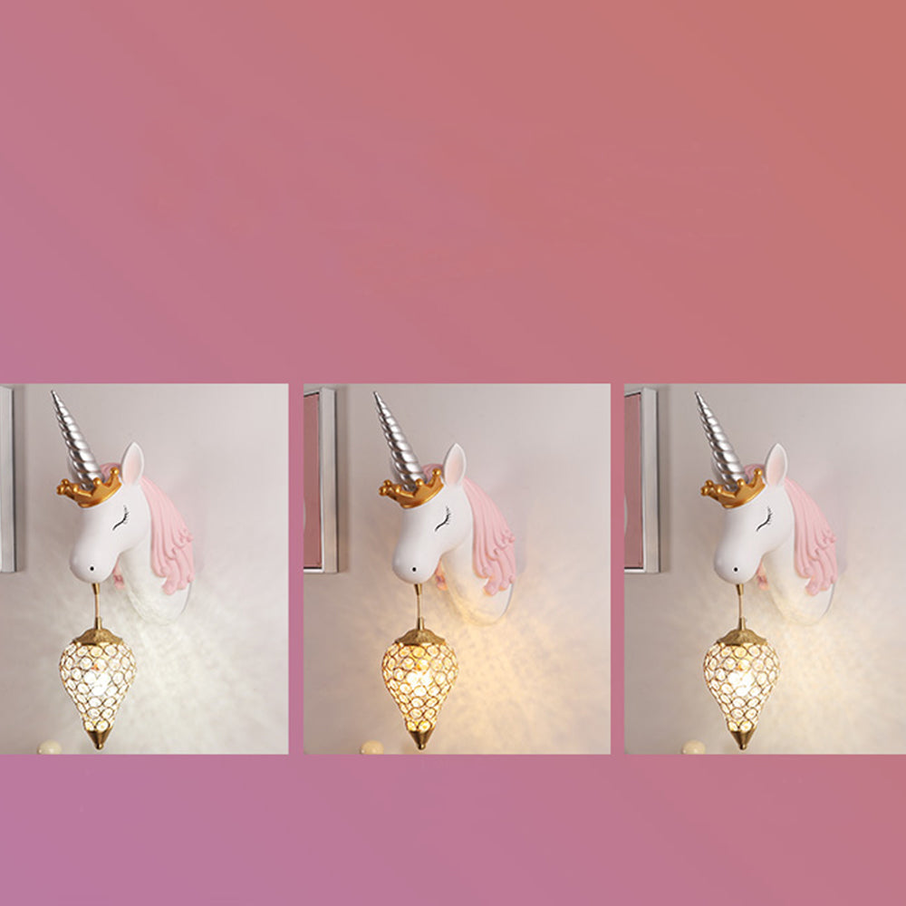 Arisha Modern Unicorn/Strawberry Art Wall Lamp, Pink/Blue - Neutralighting