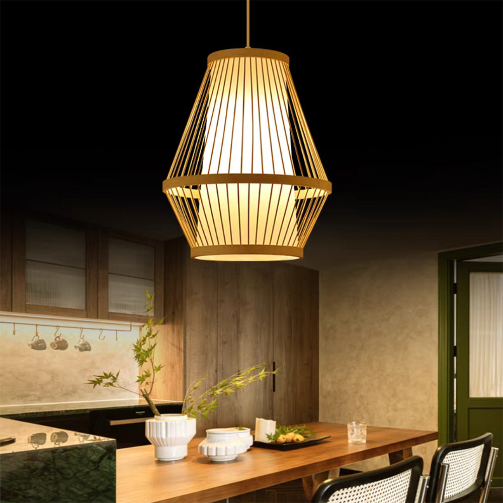Muto Rattan Handmade Woven Bamboo Vintage Pendant Light - Neutralighting