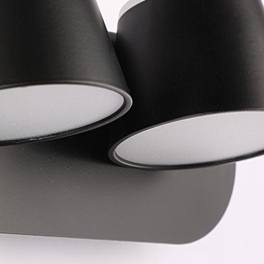 Arisha Modern Cylindrical Metal Mirror Front Wall Lamp, Black - Neutralighting