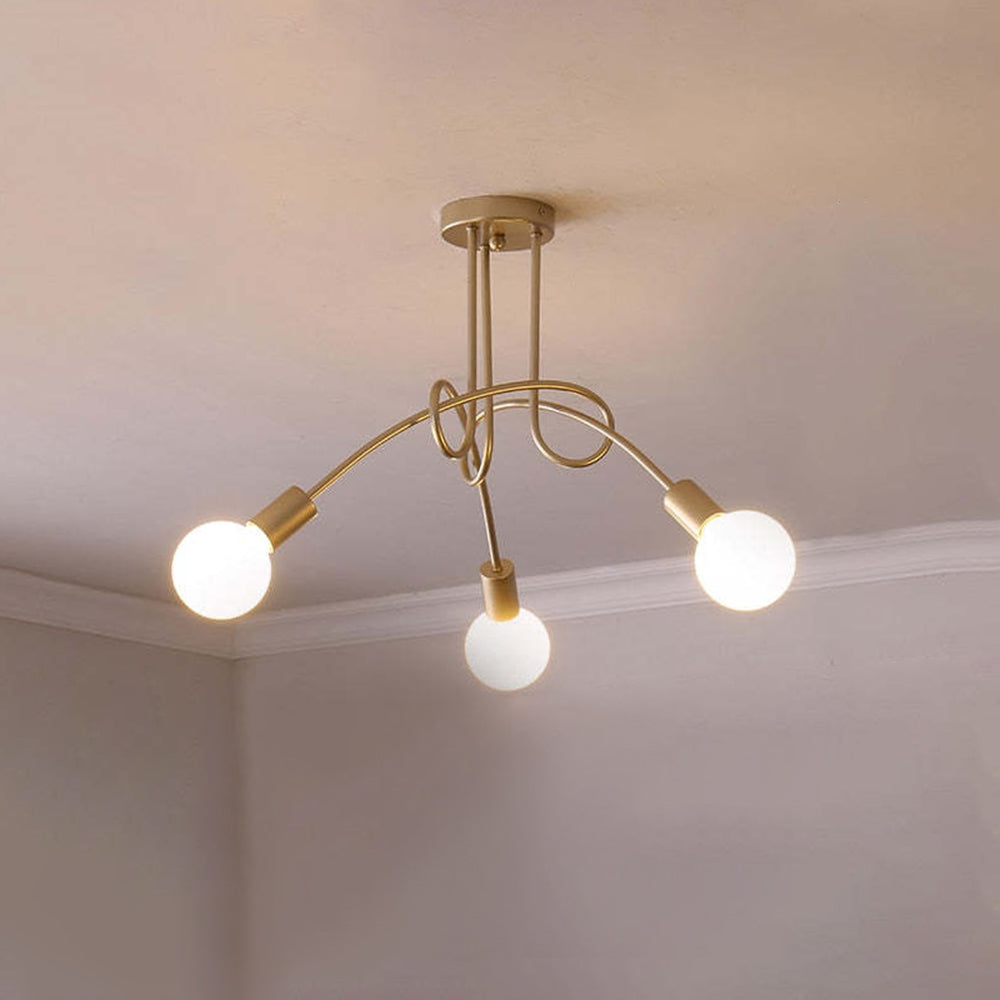 Arisha Modern Linear Curve Metal Ceiling Light, Dining Room/Living Room - Neutralighting