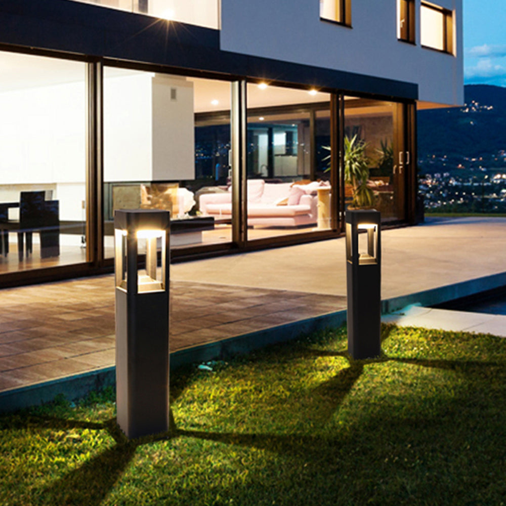 Ray Metal Rectangular Hollow Outdoor Path Light, Black - Neutralighting