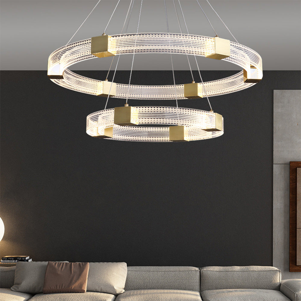Arisha Modern Round/Oval Acrylic/Metal Pendant Light, Gold - Neutralighting