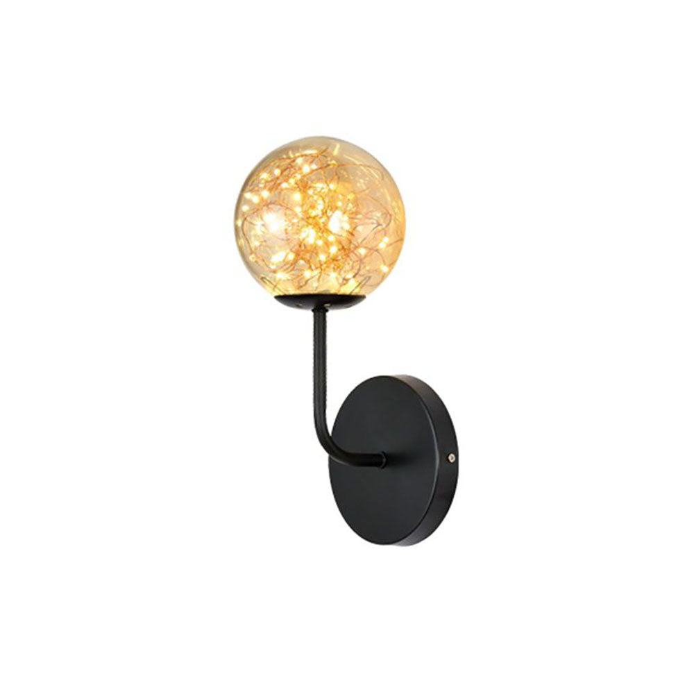 Valentina Wall Lamp Starry Globe Art Deco, Black/Gold, Bedroom - Neutralighting