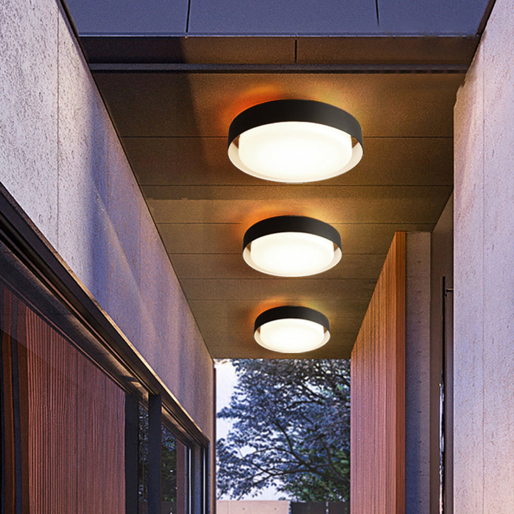 Ray Modern Round Flush Mount Ceiling Light, Metal/Acrylic, White/Black - Neutralighting