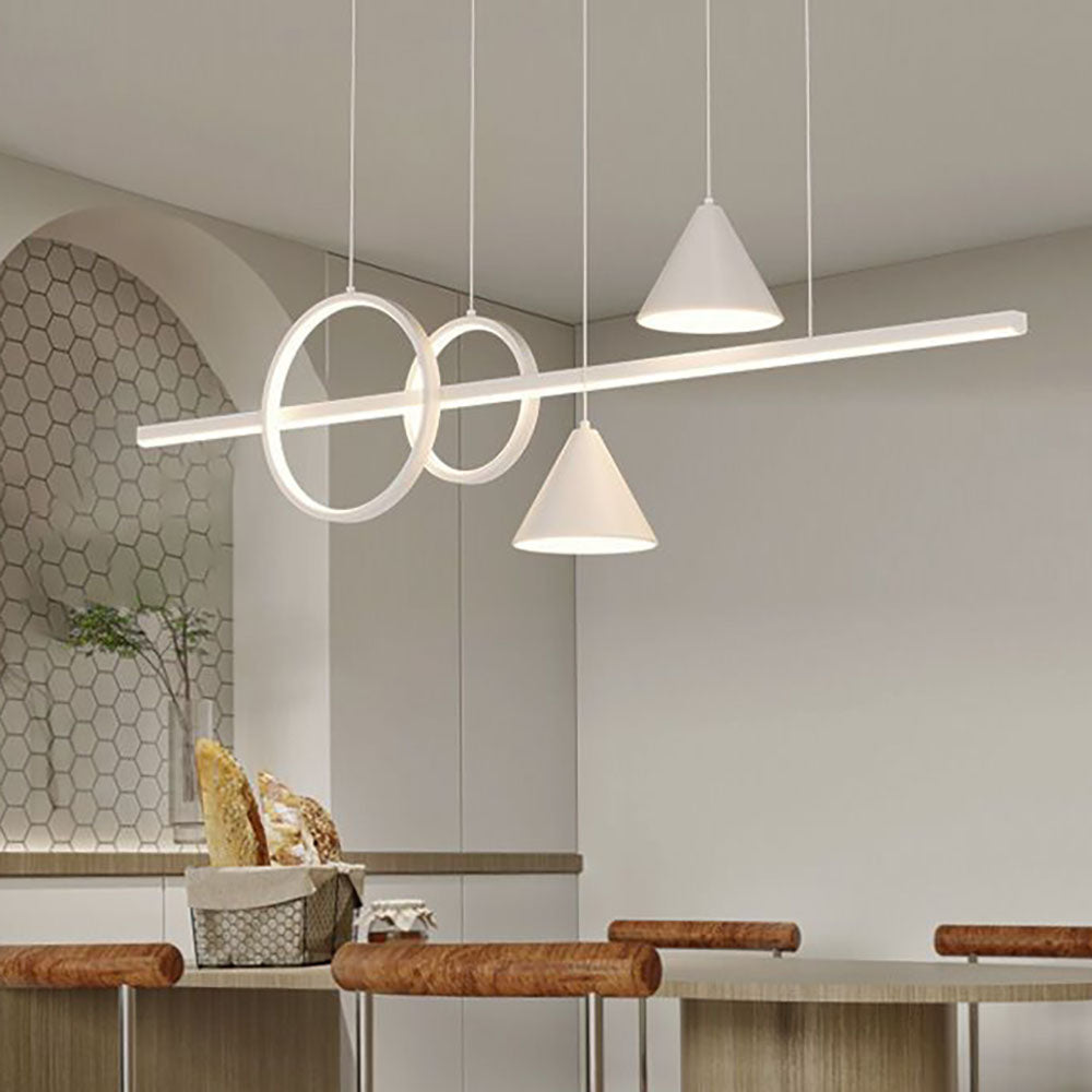 Arisha Contemporary Geometric Style Linear Metal Pendant Light White/Black - Neutralighting