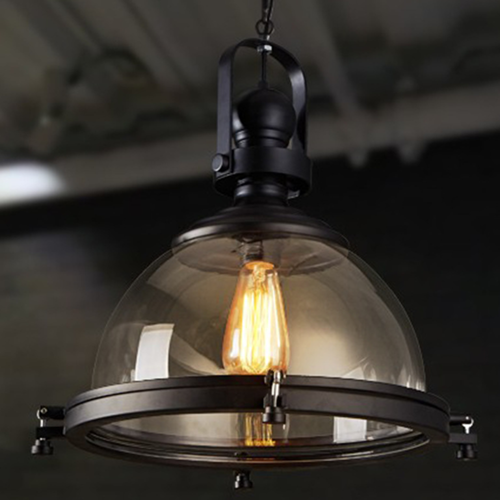 Silva Vintage Hemispherical Glass Pendant Light, Black - Neutralighting