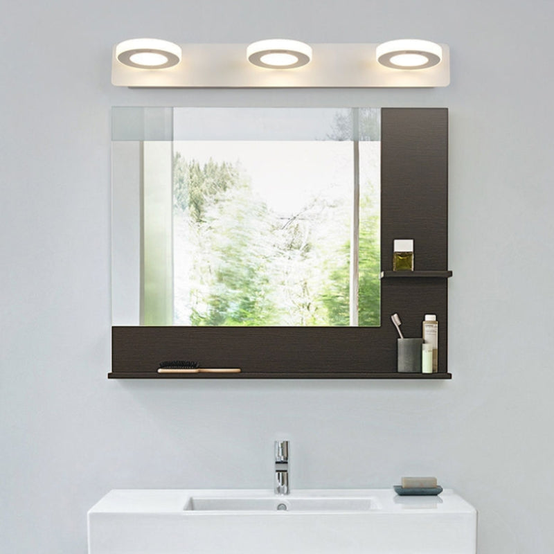 Arisha Minimalist Round Metal Wall Lamp, White, Bathroom