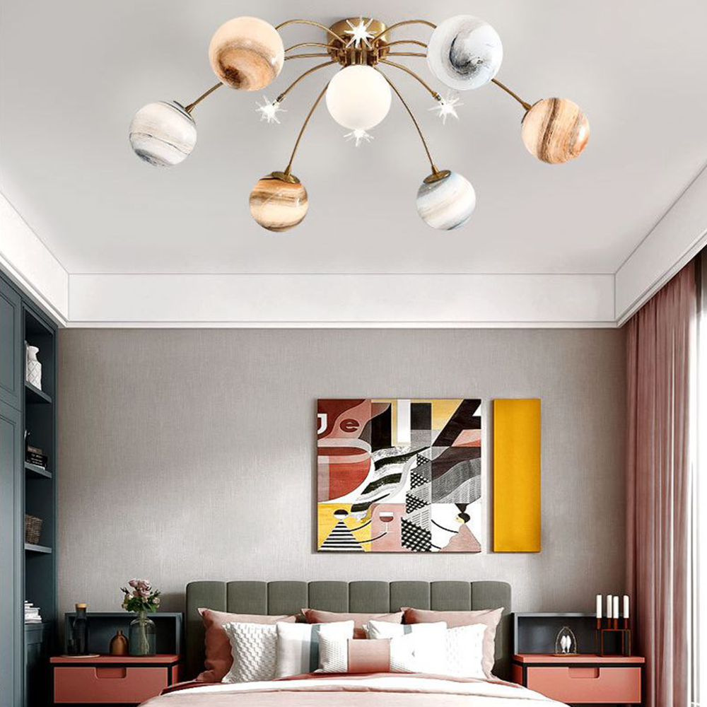 Aria Modern Planet Flush Mount Ceiling Light, Living Room - Neutralighting