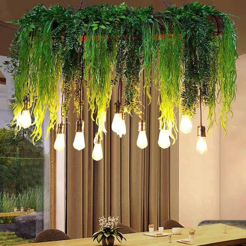 Ritta Natural Decorative Rectangular Plant Metal Pendant Light Green - Neutralighting