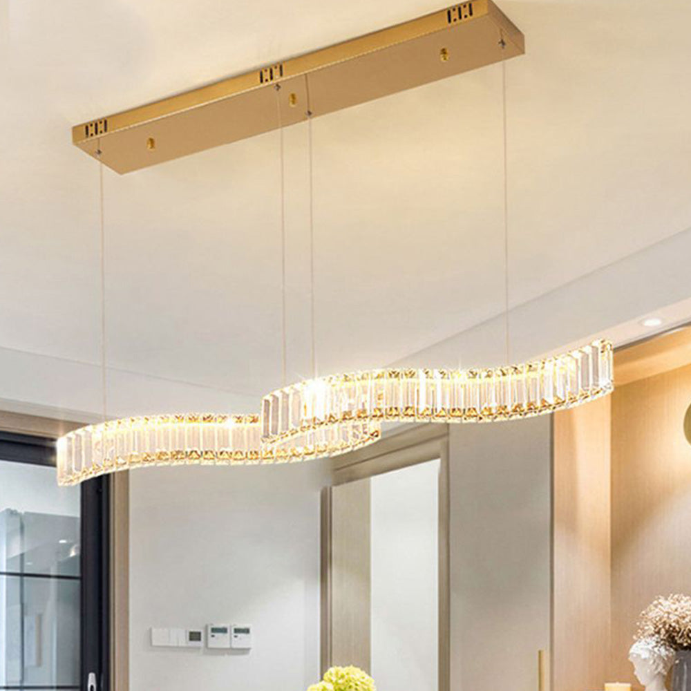 Kristy Luxury Wave Crystal/Metal Pendant Light, Silver/Gold - Neutralighting