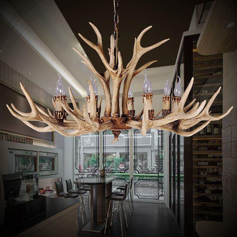 Silva Retro Deer Antlers Candle light Horn Resin Chandelier - Neutralighting
