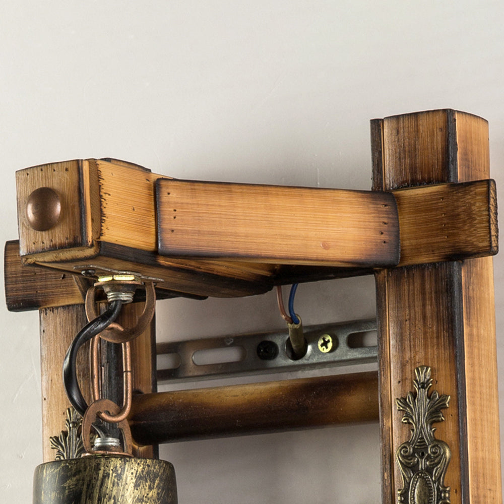 Epoch Vintage Lantern Shape Wood Metal Wall Lamp - Neutralighting