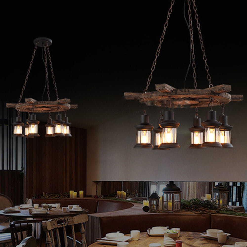 Epoch Retro Rudder Metal & Wood Pendant Light, 6 Heads - Neutralighting