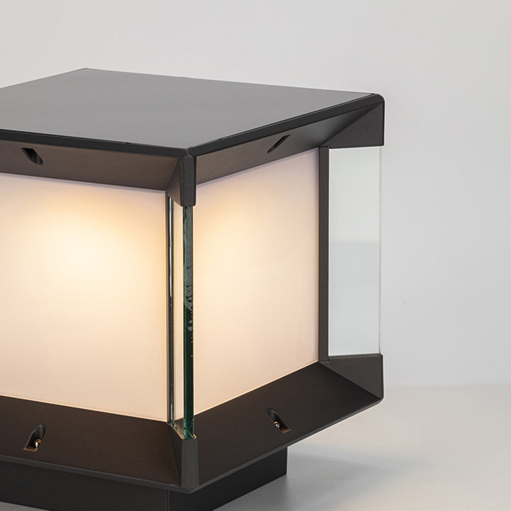 Ray Modern Rectangular Metal Glass Outdoor Lamp, Black/Black-Gold - Neutralighting