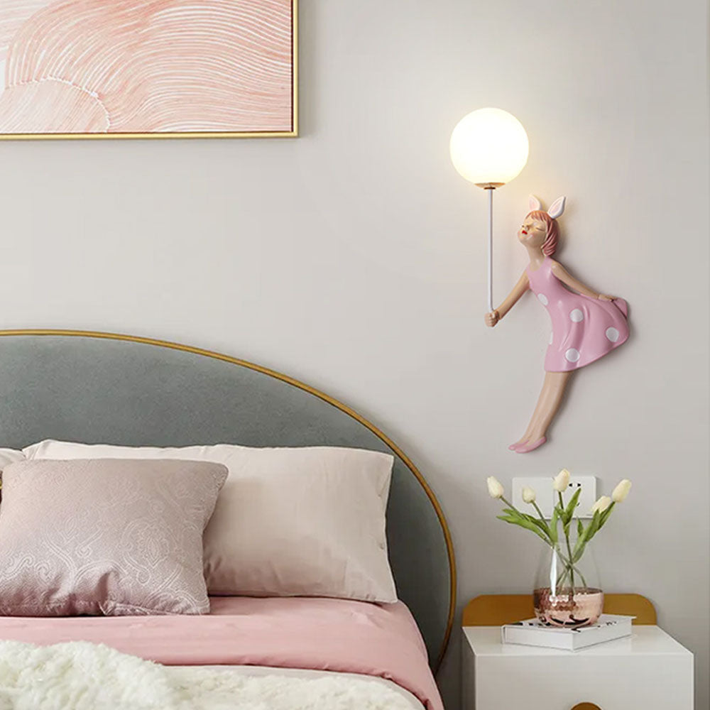 Arisha Modern Balloon/Girl Shape Acrylic Pink Wall Lamp - Neutralighting
