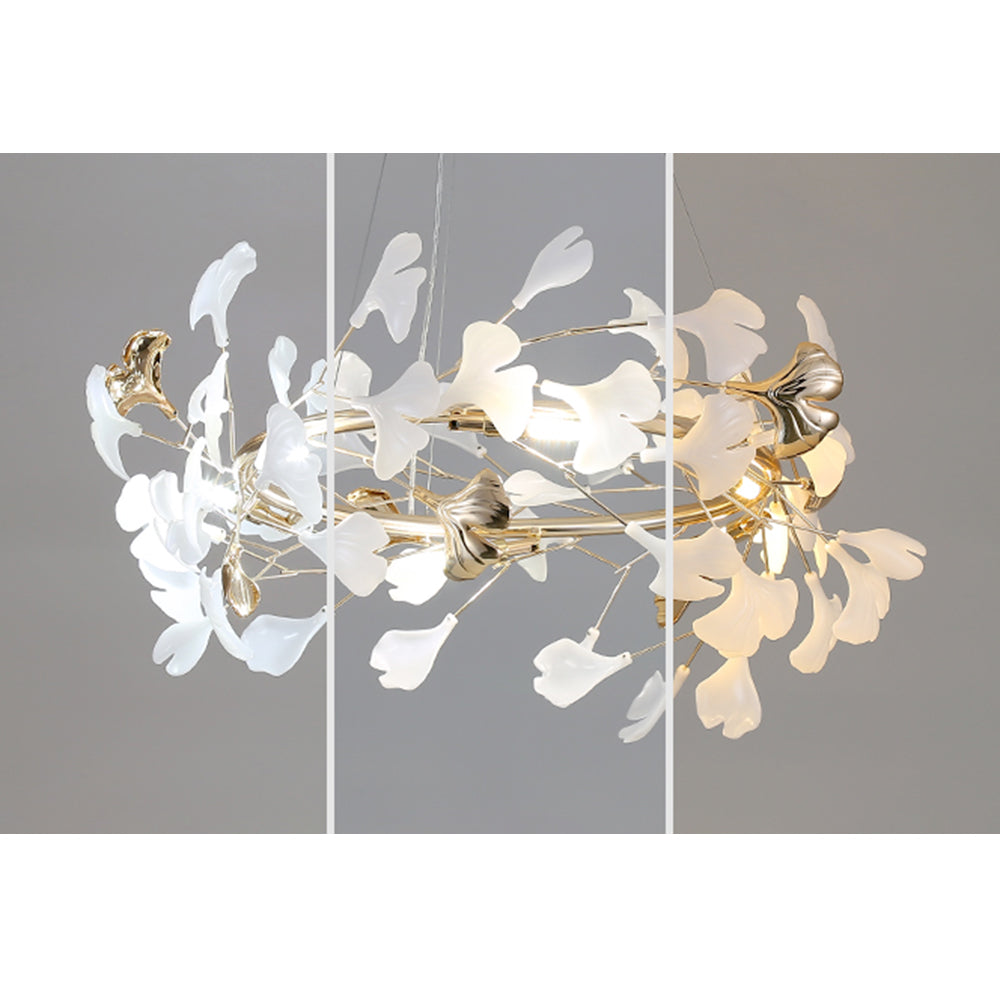 Olivia Ginkgo Leaf Modern Petal Shaped Metal Chandelier, Gold - Neutralighting