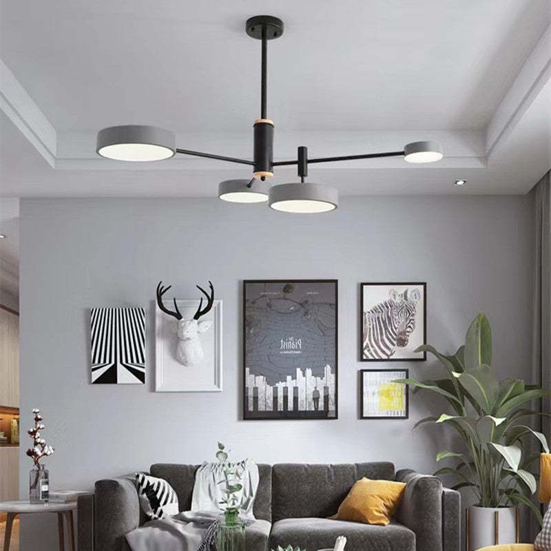 Arisha Pendant Light LED, Metal & Wood, Grey/White/Gold - Neutralighting