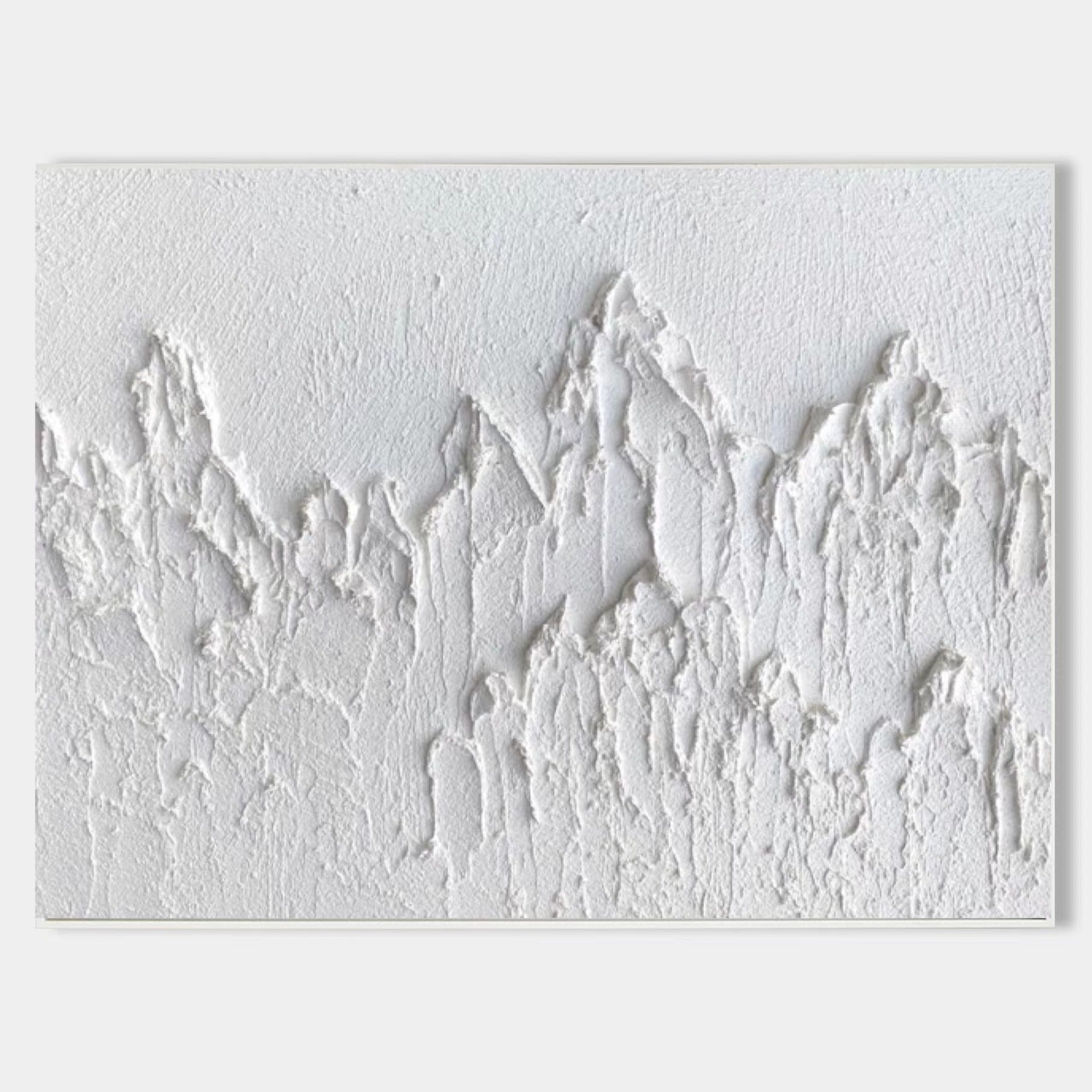 Minimalist White Mountain Textured Canvas Wall Art