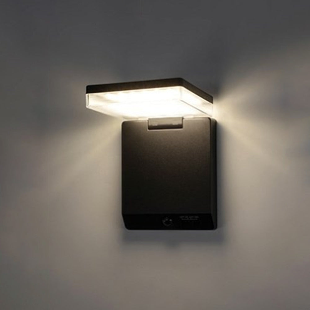 Ray Modern Minimalist Right-Angle Acrylic Sensor Solar Waterproof Outdoor Wall Lamp, Black - Neutralighting
