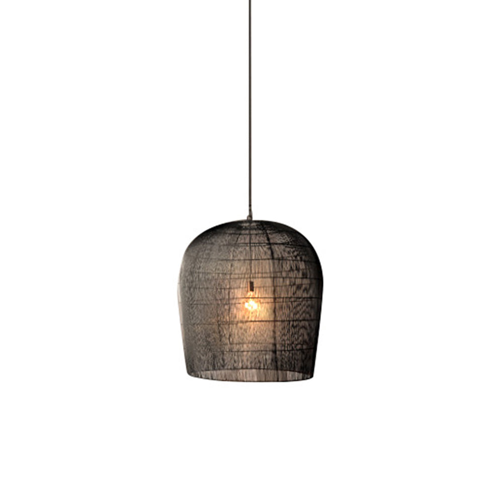 Ritta Wabi Sabi Bird Cage Rattan/Metal Pendant Light, Black/White - Neutralighting